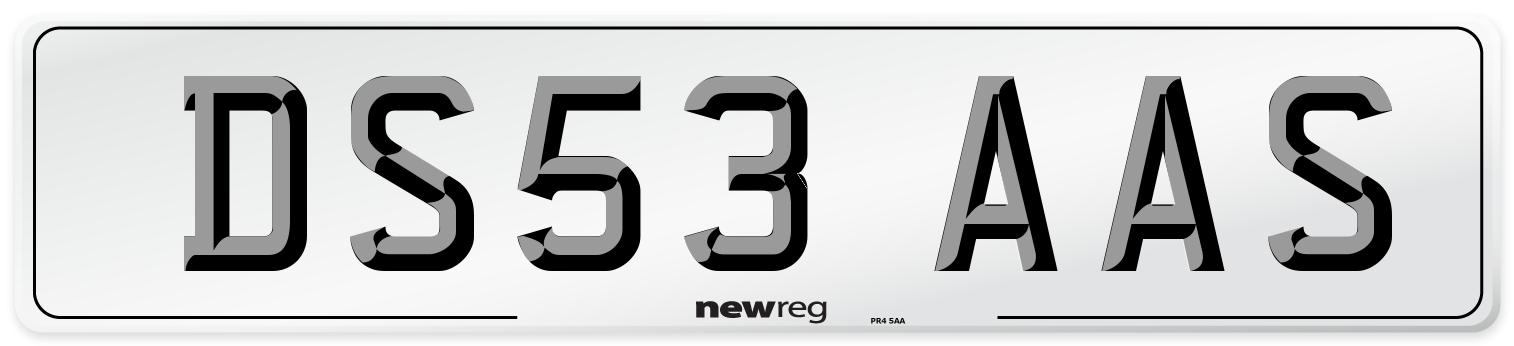 DS53 AAS Number Plate from New Reg
